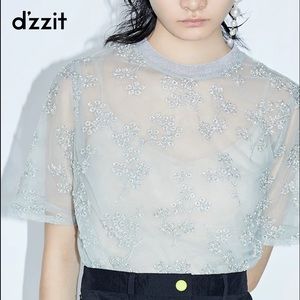 Blueish gray Lace top with silver details